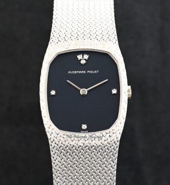 Audemars Piguet 18K White Gold Black Dial w/ Diamond Indexes Manual Integrated Bracelet (SOLD) - The Vintage Concept