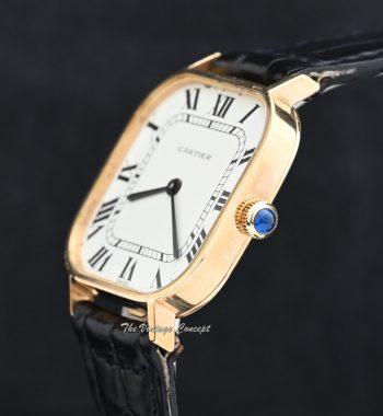 Rare Vintage Cartier 18K Yellow Gold Jumbo Cushion Case Swiss Dial Manual Wind (SOLD) - The Vintage Concept