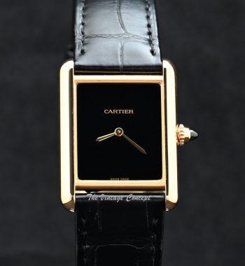 Cartier 18K Yellow Gold Tank Louis Large Model Black Swiss Dial Manual Wind (Box Set) - The Vintage Concept