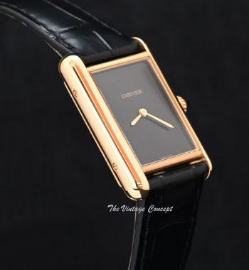 Cartier 18K Yellow Gold Tank Louis Large Model Black Swiss Dial Manual Wind (Box Set) - The Vintage Concept