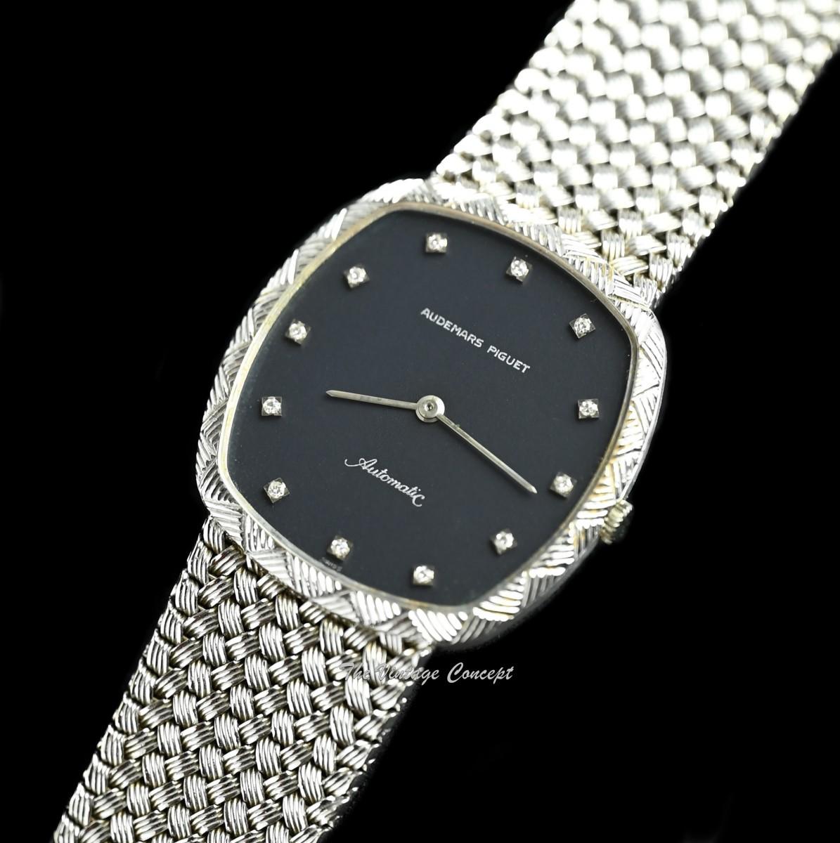 Audemars Piguet AP 18K White Gold Matte Dial w/ Diamond Indexes Automatic Integrated Bracelet