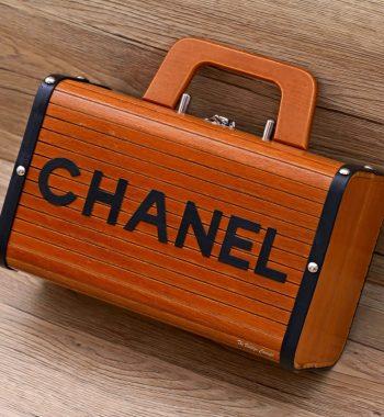 Vintage Chanel Brown Wooden Trunk Cruise Handbag Limited to 100 VIP Clients from 1994