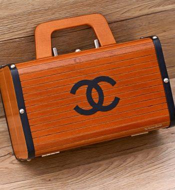 Vintage Chanel Brown Wooden Trunk Cruise Handbag Limited to 100 VIP Clients from 1994 (SOLD) - The Vintage Concept