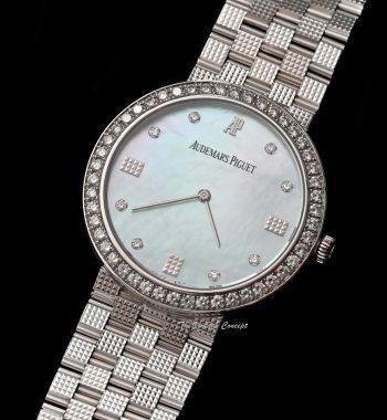 Audemars Piguet 18K White Gold MOP Dial w/ Diamond Bezel & Indexes Manual Movement Integrated Bracelet