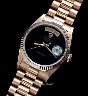 Rolex Day-Date 18K Yellow Gold Onyx Dial 18238 (Full Set)