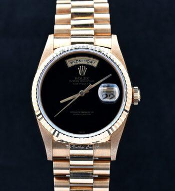 Rolex Day-Date 18K Yellow Gold Onyx Dial 18238 (Full Set) - The Vintage Concept