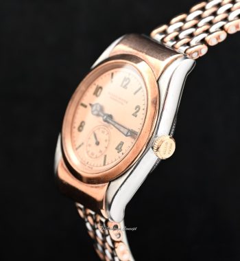 Rolex Bubbleback Ref. 3064 18K Rose Gold & Steel Hooded Pink Gold Dial w/Original Bracelet - The Vintage Concept