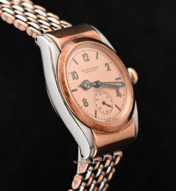 Rolex Bubbleback Ref. 3064 18K Rose Gold & Steel Hooded Pink Gold Dial w/Original Bracelet - The Vintage Concept