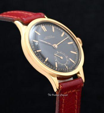 Rolex Chronometer 18K YG Black Glossy Gilt Dial Manual Wind 2582 - The Vintage Concept