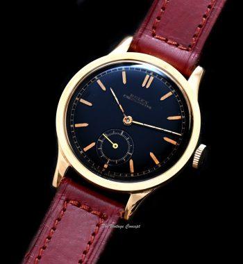 Rolex Chronometer 18K YG Black Glossy Gilt Dial Manual Wind 2582