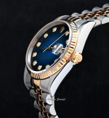 Rolex Datejust Two-Tone Ombre Blue Dial w/ Diamond Indexes 16233 - The Vintage Concept