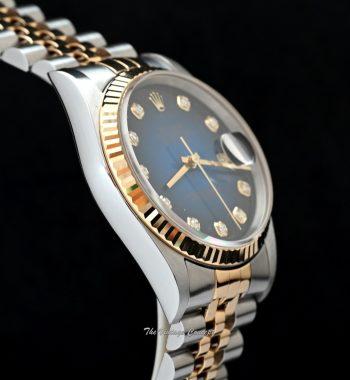 Rolex Datejust Two-Tone Ombre Blue Dial w/ Diamond Indexes 16233 - The Vintage Concept